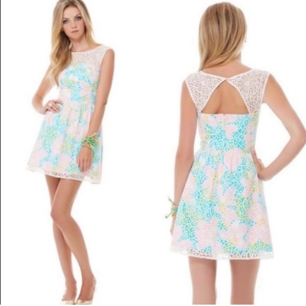Lilly Pulitzer Morrison dress in resort white salisbury lace